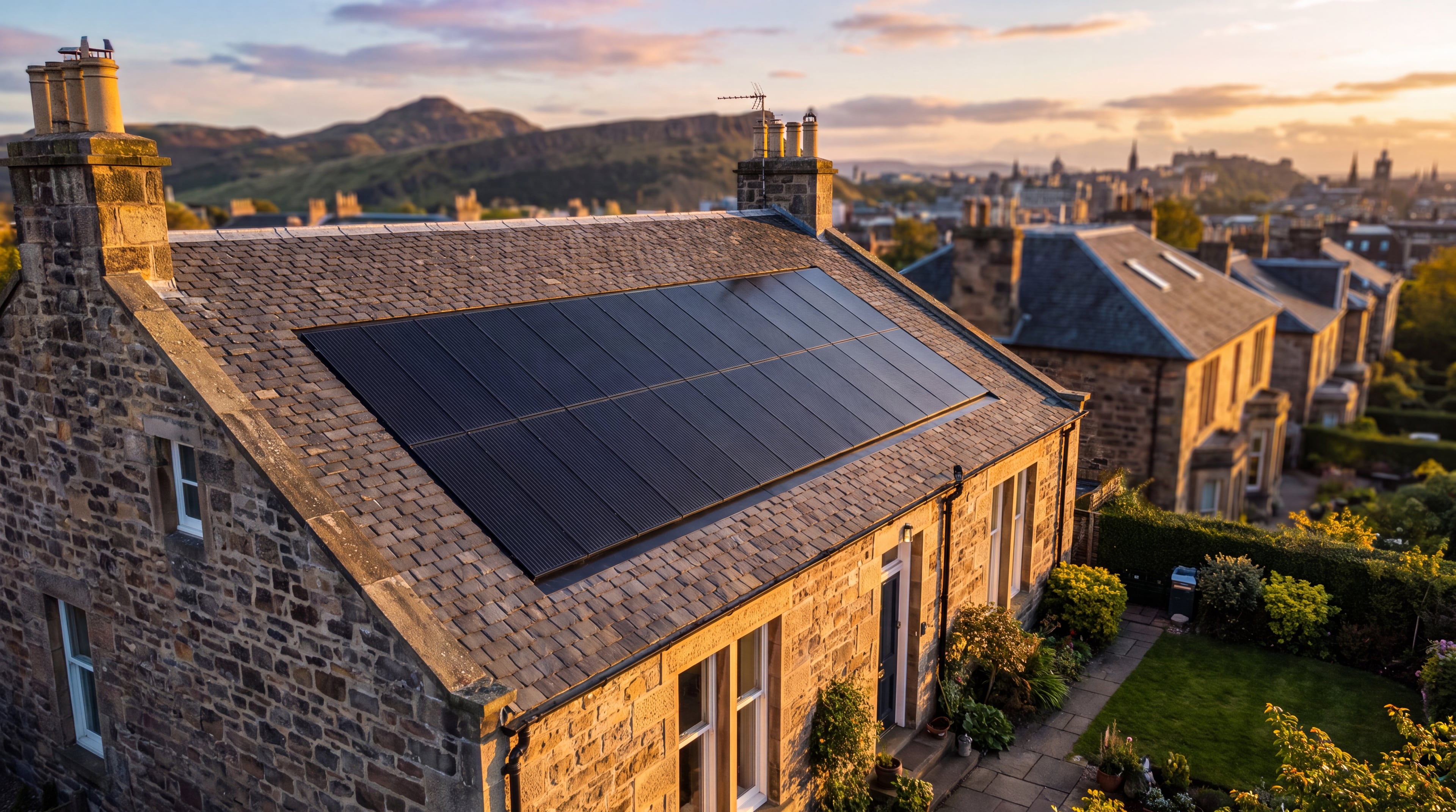 Bespoke solar panel installation on traditional Scottish slate roof